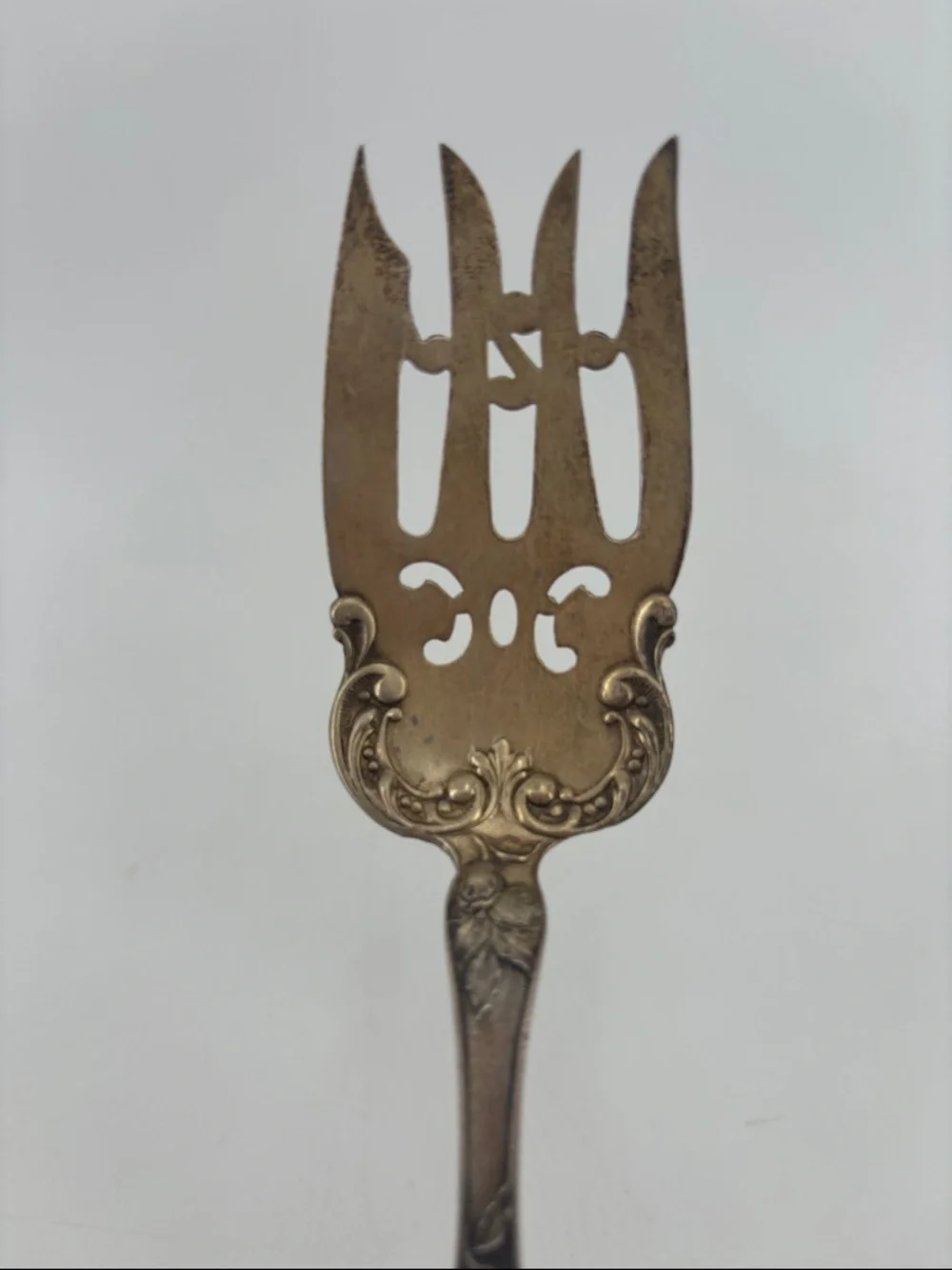 Antique 1903 sterling silver Blackington cherry blossom serving fork